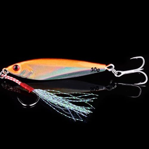 14/21/30G Jig Shone Shone Hard Escone Feather Feather Jigger Accessori Accessori Colorati Manow Affondamento delle Esche rotanti (Color : 2 Hooks D, Size : 30G 6.4CM)