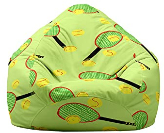 Treer Pouf Poltrona Sacco Senza Imbottitura, Motivo Baseball Fodera per Pouf a Sacco con Cerniera/Copertura per Pouf Sacco/Copertura per Poltrona Sacco (100x120cm,Palla da Tennis)