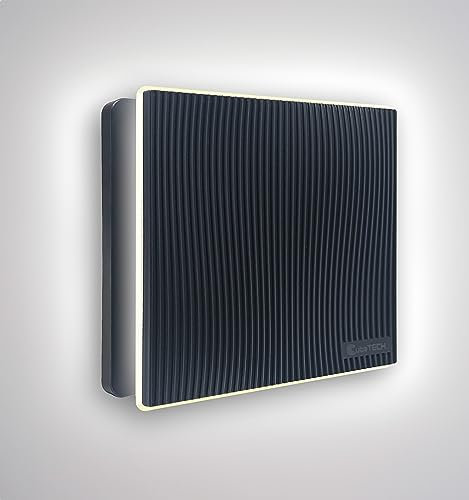 CubeTECH CTQF100t Smart LED 4 Inch Bathroom Extractor Fan w/Timer Overrun Delay. Black Grooved High Airflow Silent Bathroom Fan -Toilet Ventilation- Kitchen Ceiling Extractor - Fan Shower 240v