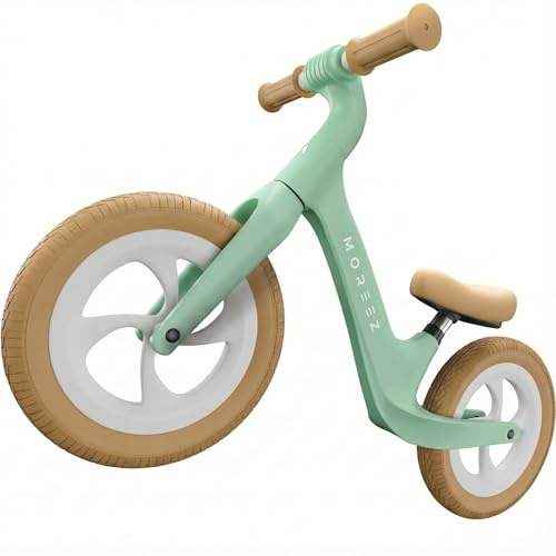 MOREEZ® 12 Zoll Laufrad ab 2 Jahre – Ultraleicht & Höhenverstellbar – Kinder Lauflernrad mit Sturzschutz, pannensichere Räder, Fußstütze für Mädchen & Junge (2-5 Jahre, bis 50kg) – Paradiesgrün