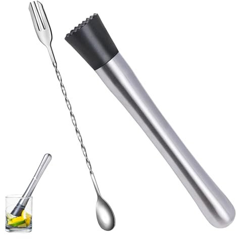 Edelstahl Stößel für Cocktail Cocktail-Stößel und Barlöffel aus Edelstahl Professionelles Barzubehör für Mojitos und Andere Fruchtgetränke