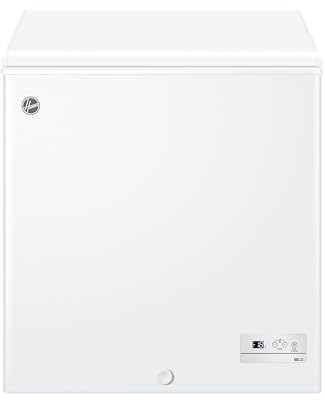 Hoover Freestanding Chest Freezer, 137L, White, E Class | Suitable for Outbuildings and Garages, Super Freezing Function, Integrated Handle, 69.5x55.5x84.5 cm, HHCH 142 ELK