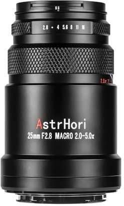 AstrHori Lente ultra macro 25 mm F2.8 2-5X, compatible con cámaras sin espejo de formato completo Sony E-Mount Alpha a7 a7II a7III a7R a7RII a7RIII a7RIII a7RIII a7RIV a7S a7SII a9 a7C