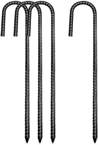 Ancrages au Sol Piquets de Tente 12 Pouces Chevilles De Trampoline Crochets de Tente en J pour Camping Auvents Pavillons 2 Pièces