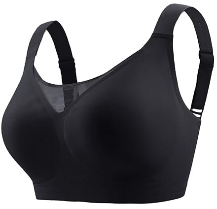 BH ohne Bügel, gepolsterter Vollschalen-BH für Damen, ohne Bügel, mit Polsterung, Nahtloser Bustier-Bralette, atmungsaktiv, weich Primark Shop Online (Black, XL)