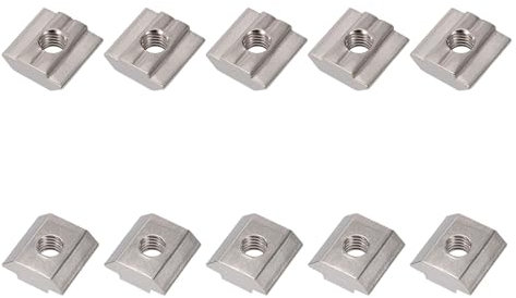 Set di 10 pietre scanalate,M6,con scanalatura a T tipo B,in acciaio al carbonio a T,scanalatura a T,per fessura di estrusione in alluminio serie 30, Argento