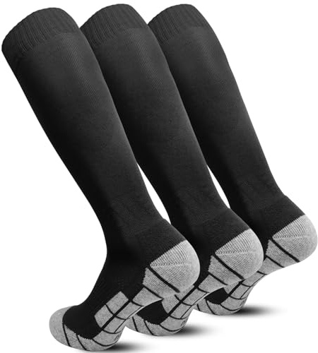1/3 par barnfotbollsstrumpor män andas knä hög fotbollsstrumpor barn vuxna unisex sportstrumpor för pojkar flickor löpning träning EU 30–47, 03# svart x 3, 44-47 EU
