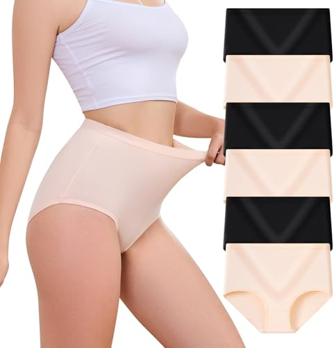 PPBYS Womens Underwear Pack,C Section High Waisted Tummy Control Moisture-Wicking Brief Underwear,plus size spandexand nylon Panties 6Packs