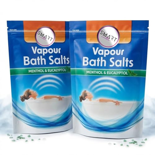 Vapour Bath Salts 450g Pack of 2 - Total of 0.9 kg of Breathe Easy Relaxing Bath Salts Muscle Soak or Cold Relief with Menthol & Eucalyptus Bundled by Smart Cutie