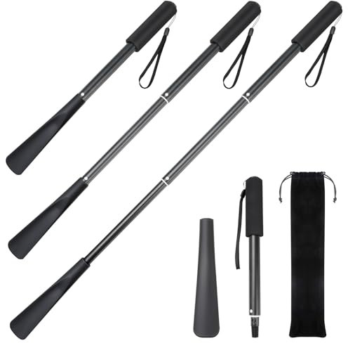 Cozary Schuhlöffel Lang, Teleskop Schuhlöffel 43~85cm, Ausziehbar Schuhanzieher Kunststoff mit langem Griff für Herren, Damen, Kinder, Senioren