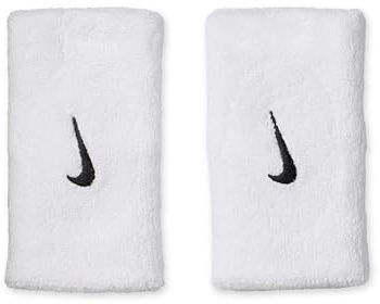 Nike Swoosh Classic Doublewide Wristbands 2er Pack Schweißbänder Tennis Fitness Running Handgelenkbänder breit, White/Black, One Size