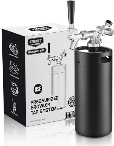 Ferroday 128Oz Mini Keg Growler Tap System, Homebrew Mini Beer Growler, Stainless Steel Draft Beer Dispenser With Faucet&Co2 Regulator, Portable Beer Tap System Keep Beer Fresh And Carbonation