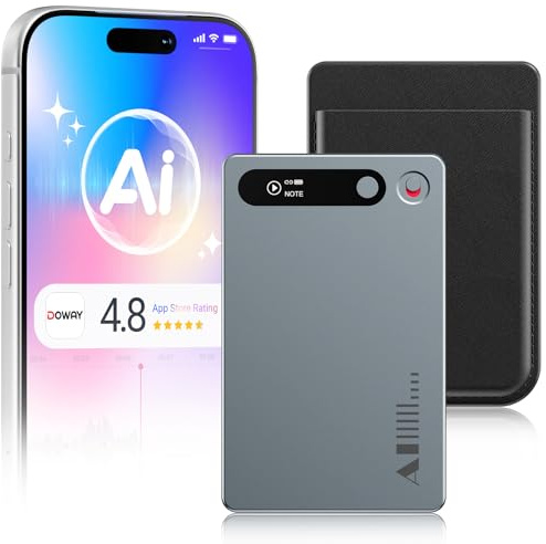 MECHEN Enregistreur Vocal IA, 64 Go Dictaphone Enregistreur Numérique, Transcription en 81 Langues et Résumé IA, Contrôle par App, Cloud illimité, pour Conférence et Appel (Gris)