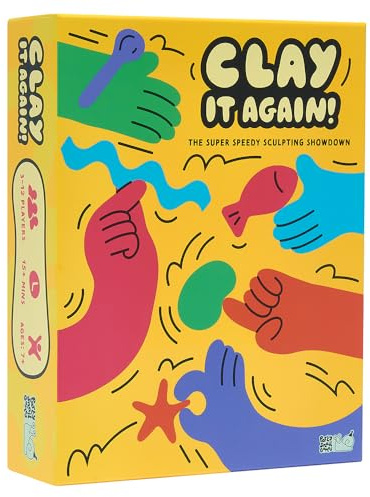 Clay It Again: The Speedy Dough-Scuplting Party Game | Quick to Learn, Hilarious Fun | Includes 6 pots of modelling dough | Perfect for Families, Kids, Teens & Adults