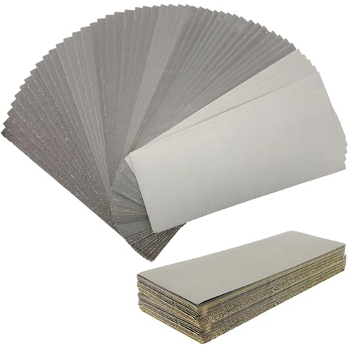 Zelihrdu 56pcs Surtido Papel de Lija 120/150/180/240/320/400/600/800/1000/1200/1500/2000/2500/3000 Grits, 23 x 9 cm para Lustramuebles Madera, Metal Abrillantar Coche, Pintura, Paredes, Cristal, Muro
