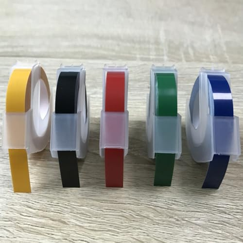 RichVibe Label Maker Embossing Refill Tape 6 mm x 3 Meters, 5 Colors (Yellow/Green/for Red/Blue/Black), for for DYMO 12813/12814/1610/1540/1535/1575/17266 and for MOTEX 5500A 5500B
