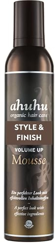 ahuhu STYLE & FINISH VOLUME UP Mousse (300ml) - Schaumfestiger Volumen für langanhaltende Fülle & natürliche Sprungkraft, pflegendes Styling mit Bio Arganöl, definierte Struktur & seidiger Glanz