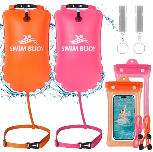 JONRRYIN Bouée de natation 28 l, sac étanche et flottant, gonflable, appareil de sécurité pour la natation en eau libre, idéale pour les triathlons et les surfeurs