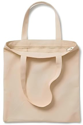 Pack De 3 Bolsas de Tela Con Cremallera, 35X40+30CM Gruesa 12A – Tote Bag De Calidad Premiun Reutilizable para Universidad, Trabajo, Compras y DIY（BEIG/BLANCA）