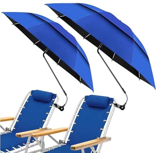 2PCS Paraguas para Silla con Abrazadera Universal Portátil Sombrilla para Silla de Playa Ajustable 360° Protección UV SPF 50+ para silla de patio,silla de ruedas,carritos de golf ,48.6 Pulgadas