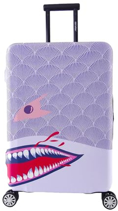 Periea Luggage Covers for Suitcases – Suitcase Cover – Premium Elasticated Material – Small, Medium, Large or Extra Large (Small, Purple Shark)