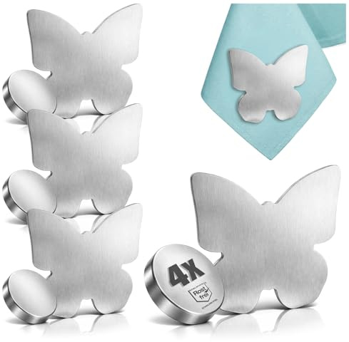 com-four® 4X Tischdeckenbeschwerer - Tischtuchgewichte aus Edelstahl - magnetische Tischtuchklammer