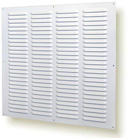 Griglia di ventilazione in metallo da 45 x 45 cm, con zanzariera (45 x 45 cm, colore bianco)