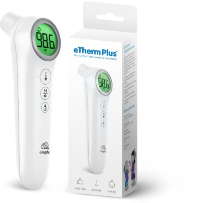 Elepho eTherm Plus Non-Contact Infrared Forehead Thermometer for All The Family; Babies to Adults – Accurate & Fast Readings in 1 Second. Large LCD Display…