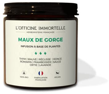 TISANE MAUX DE GORGE BIO | REFROIDISSEMENTS | MAUX DE GORGE, ADOUCISSANTE ET APAISANTE | COUP DE FROID | PURIFIANTE | THYM, RONCE, ROMARIN