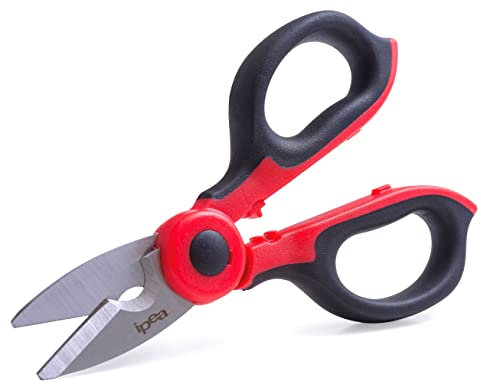 IPEA Ciseaux d'électricien Isolés Professionnels IPEA - Lame droite en Acier Inoxydable de 50 mm - Ciseaux d'électricien pour Couper les Fils et Câbles électriques - Pince à Dénuder