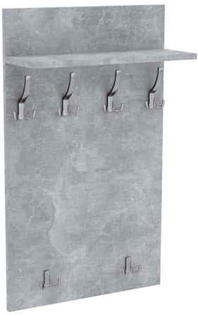 AKKE Maxi Appendiabiti Ingresso Moderno da Parete Muro Guardaroba 90cm x 60cm Calcestruzzo/Cromo