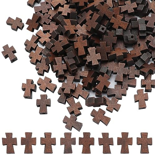 SUNNYCLUE 150 pieza de Cuentas Cruzadas de Madera A Granel Cuentas Cruzadas de Madera Natural Sin Terminar Cuentas En Blanco Cruz Espaciadora Suelta Rosarios Cuentas Dijes para Hacer Joyas Suministros