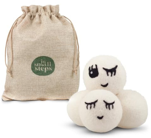 ‘Laundry Ladies’ Wool Dryer Balls, XL – 4 Pack, Reusable, Hypoallergenic, Hand Made from 100% Organic Merino Wool. Baby Safe & Unscented, by In Small Steps.