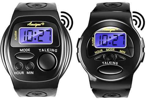 Awaiymi 2 Pack Talking Watch English Talking Watches for The Blind Clear Female Voice Talking Watch for Visually Impaired,Easy to use for Seniors,Blind,Visually Impaired,Best Gift for Seniors, Black,