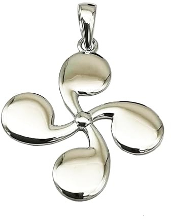Colgante Lauburu de Plata para Hombre o Mujer- Lauburu pequeño y Grande de plata para collar- amuleto vasco de protección- Símbolo celta de Plata (22 mm)