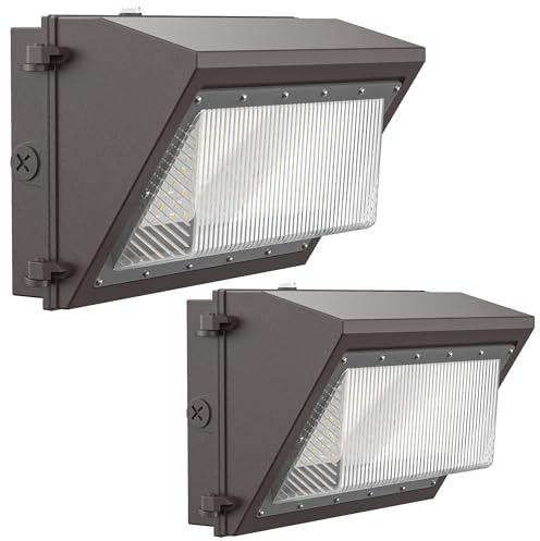 Flakeeper 120W LED Wall Pack Light with Dusk-to-Dawn Sensor, 16800LM 5000K LED Security Flood Lighting, 120V Outdoor LED Wall Lights for Parking Lots|Warehouses|Factories|Yard, 2 Pack