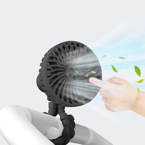 KQLHLHDYZ Ventilador portátil para cochecito, ventilador de pulpo, ventilador de mano recargable con clip de trípode flexible para cama de estudiante, escritorio, bicicleta, cuna, cinta de correr,