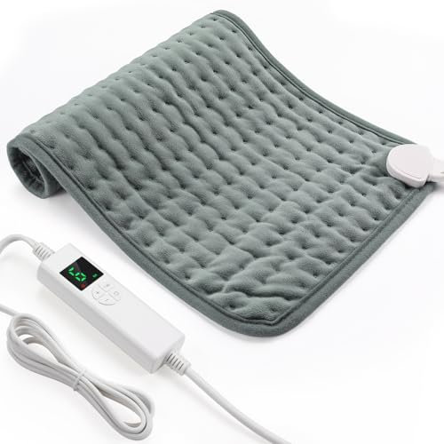 Termoforo Elettrico Lombare, 30x60cm Termoforo Lombare Ricaricabile Con timer di 4 ore e 6 Livelli di Riscaldamento Spegnimento Automatico,Lavabile Cuscino Elettrico Riscaldante Grigio