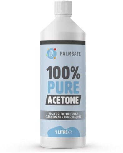 Palmsafe 1 Litre 100% Pure Acetone Super Strength Nail Polish Remover Removes Toughest Gel, Acrylics, Tips, and Glues Trusted by UK Beauty Salons Clear,Packaging may vary