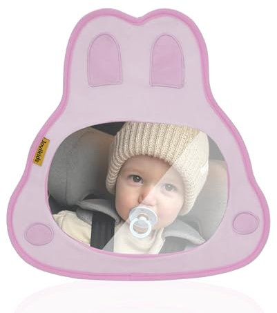 Jovikids Rücksitzspiegel fürs Baby, Autospiegel Baby Rücksitz, 100% bruchsicherer Spiegel & verstellbare Gurte, Niedliches Design (pink)