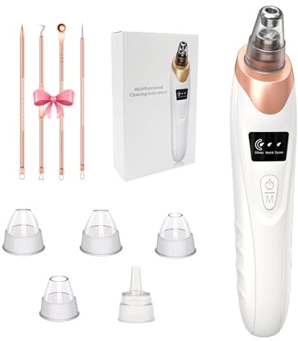Extracteur de points noirs 2026 - Aspirateur de pores du visage - 5 puissances d'aspiration, 5 sondes - Kit d'aspirateur électrique pour points noirs rechargeable par USB - Outil d'extraction d'acné