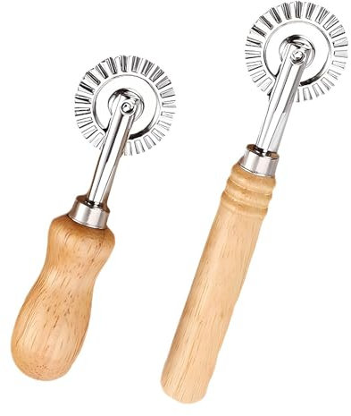 2 Piezas Rueda Cortador de Pasta, Raviolis con Rueda Giratoria, Rodillo Cortador Pizza y Empanadillas, Rueda Decorativa para Masa, Corta-dor de Fideos de Aleación de Zinc para Cocina y Casera