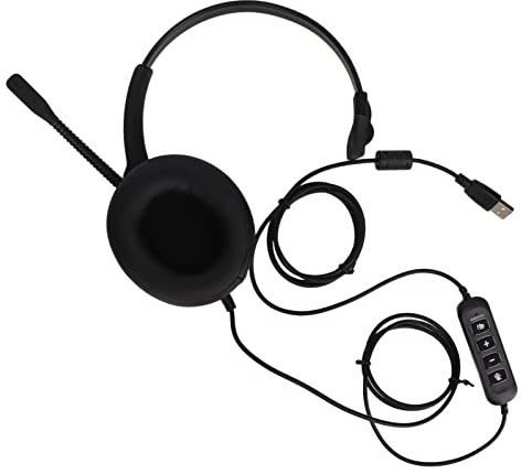 AKLOSIPY Cuffie USB Monofoniche da Ufficio con Microfono e Funzione di Riduzione del rumore: Comode Cuffie Auricolari Monolaterali per PC e Call Center ()