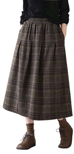 Falda de traje tradicional victoriano para mujer, cintura alta, con cordones, medieval, maxi, falda a cuadros, estilo vintage, línea A, falda midi con bolsillos, falda plisada versátil, elegante falda