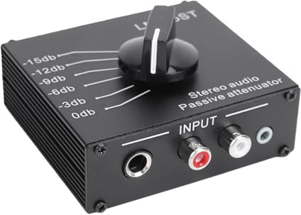 SENECESLI Atenuador de Sonido Estéreo Ajustable Transmisión de Señal sin Pérdidas para Equilibrio de Calidad de Sonido, Carcasa de Metal Negro Atenuador de Control de Volumen de para Cine en Casa