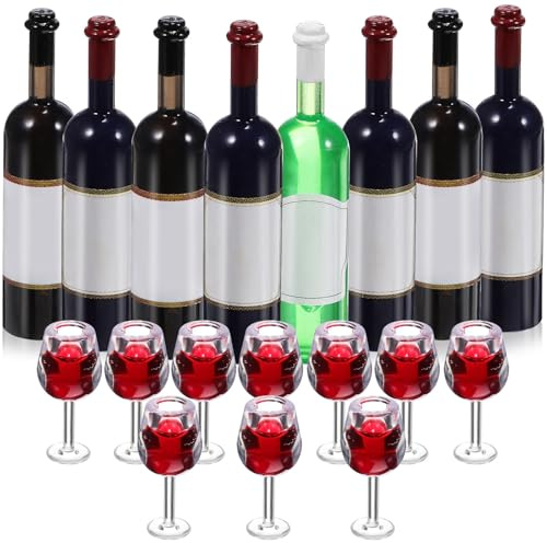 Toyvian 36 mini botellas de vino – escala 1:12 miniatura botellas de vino tinto decoración casa de muñecas decoración de tartas accesorios de cocina para casa de muñecas