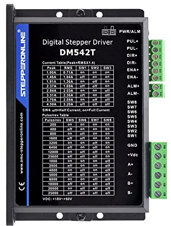 STEPPERONLINE DM542T Driver per motore passo-passo digitale 1.0-4.2A 20-50VDC per stampante 3D Nema 17, 23, 24 fasi
