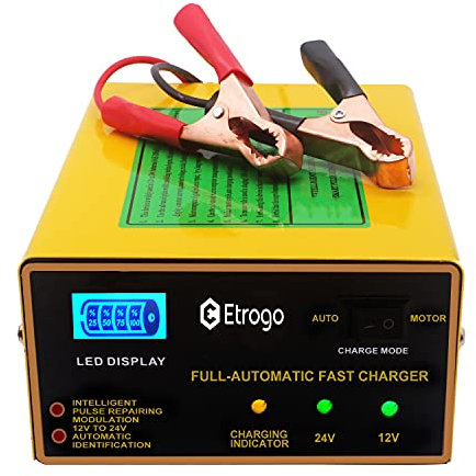 12V/24V Car Battery Charger Lead-acid Battery Charger Trickle Charger Intelligent Pulse Maintainer with LED Bar Screen