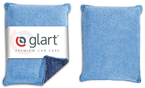 Glart Set di 2 dischi in microfibra per auto, colore blu/grigio, in microfibra, panno asciutto contro il parabrezza appannato