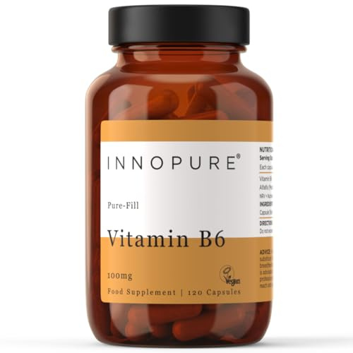 INNOPURE Vitamin B6 Capsules 100mg (No Fillers or Binders) Pure-Fill High Strength Vitamin B6 Supplement, 1 Daily Capsule (Not Tablets) 120 Capsules